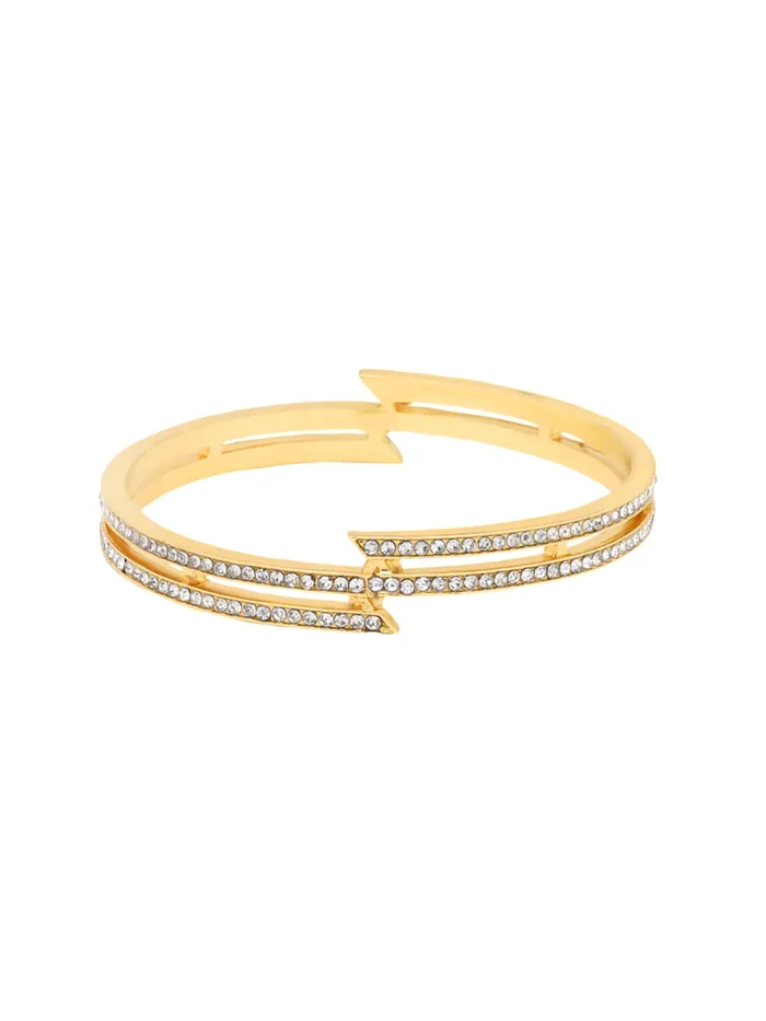 Bangle Bracelet Golden Cubic Zirconia for Women 26 in Size Elegant Design Gift for Her Yellow Chimes Earrings