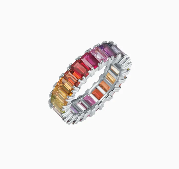 Carbon Hyde Rings Rainbow Emerald Eternity