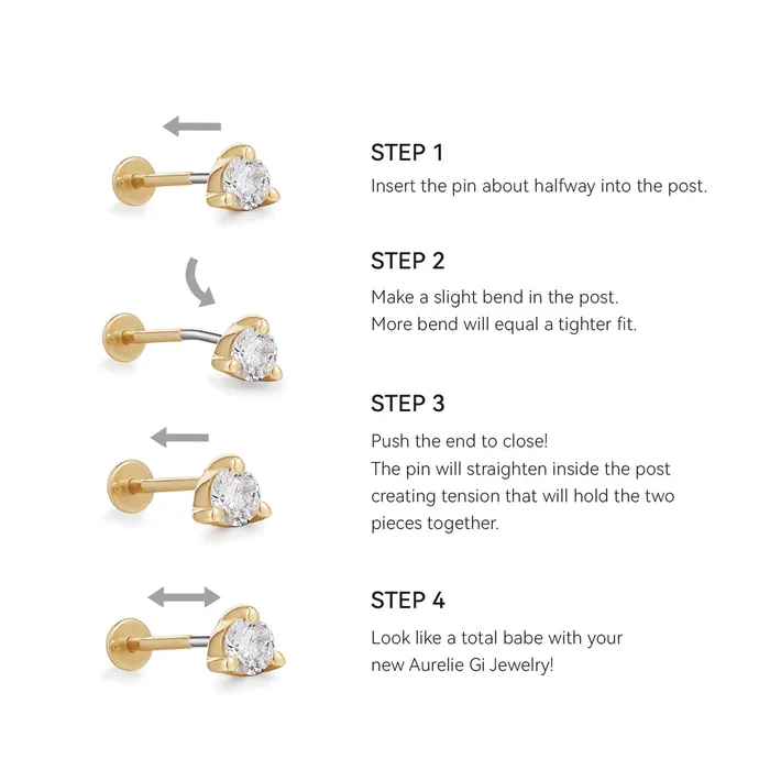 Earrings AURELIE GI GIZA Pyramid Diamond Threadless Flatback Earring
