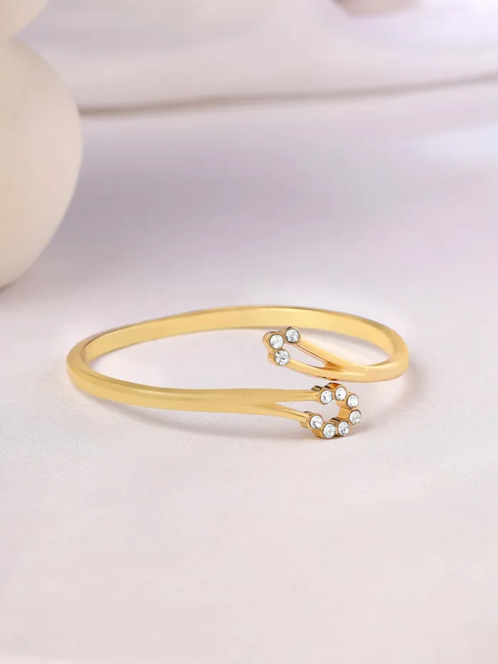 Earrings Fashion Gold Bangle Bracelet Elegant Cubic Zirconia Design 26 Size Gold Yellow Chimes