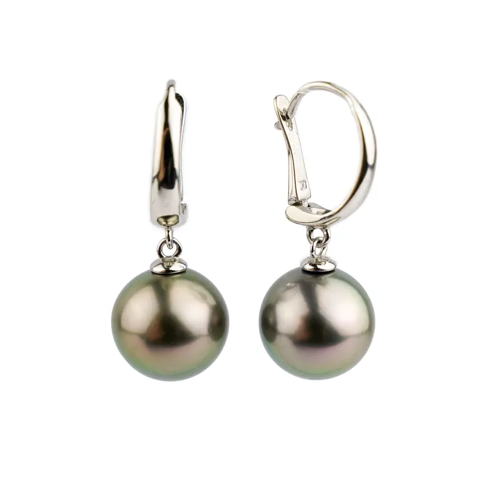 Earrings Rosy Pink Peacock 12mm Tahitian Pearl LeverBack Earrings on Sterling Silver Kamoka Pearl