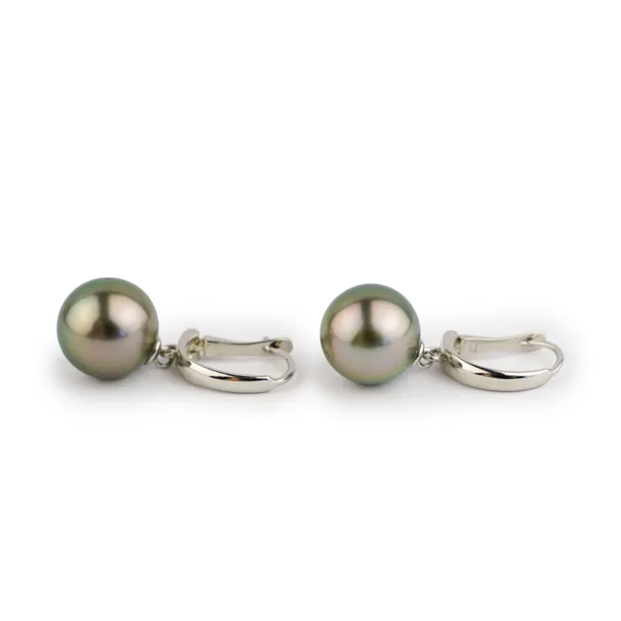 Earrings Rosy Pink Peacock 12mm Tahitian Pearl LeverBack Earrings on Sterling Silver Kamoka Pearl