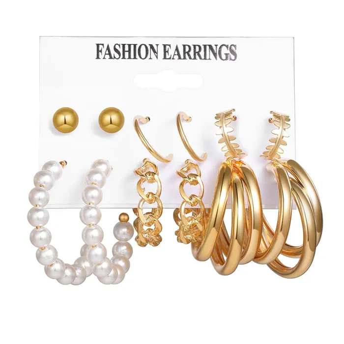 Earrings Yellow Chimes Earrings for Women and Girls Fashion White Pearl Hoops Set Gold Plated Combo of 12 Pairs Stud Hoop Earring Set Birthday Gift for girls and women Anniversary Gift for Wife Yellow Chimes