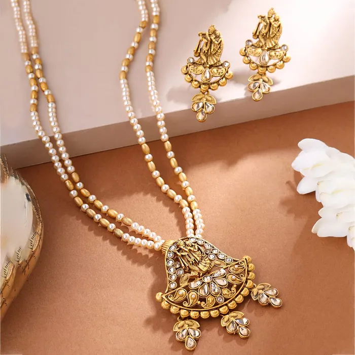 Earrings Yellow Chimes Jewellery Set for Women and Girls Beads Necklace Set for Women Gold Plated Charm Drop Beads Beaded Necklace Set Birthday Gift for girls and women Anniversary Gift for Wife Yellow Chimes