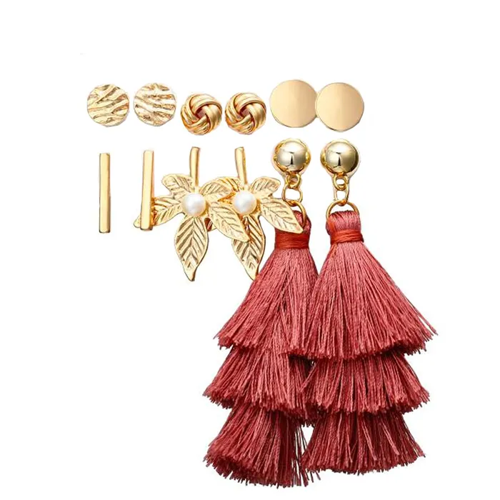 Earrings Yellow Chimes Latest Fashion Gold Plated Geometric Design Dangle Pearl Stud Earrings Combo for Women and Girls Design 12 Yellow Chimes