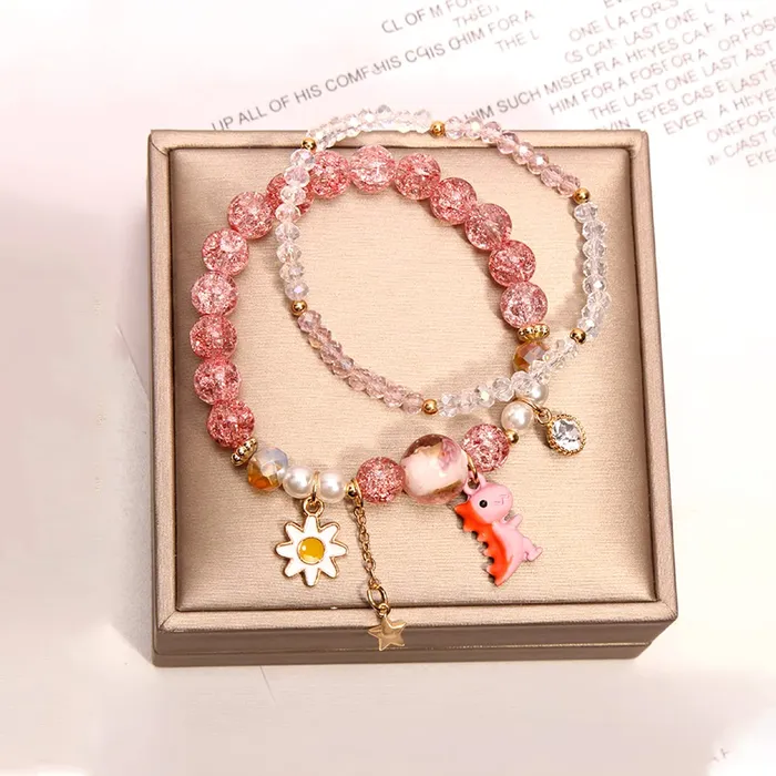 Earrings Yellow Chimes Melbees by Yellow Chimes Bracelet for Kids and Girls Charm Bracelets Kids and Girls Multi layered Flower Charm Bracelet Birthday Gift For Kids and Girls