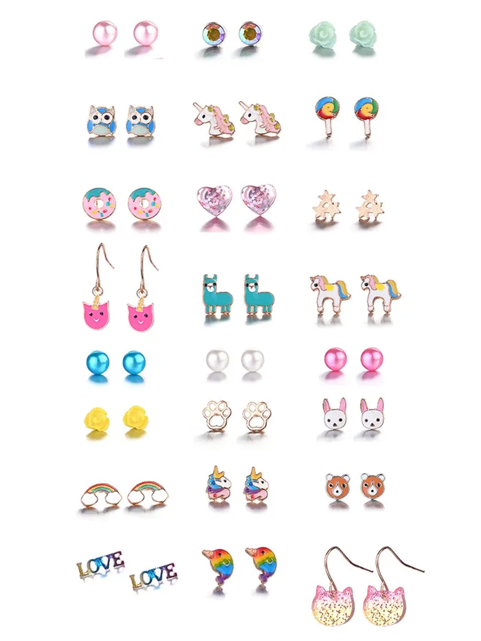 Earrings Yellow Chimes Melbees by Yellow Chimes Stud Earrings for Girls Set of 24 Pairs of Appealing Cute Little Combo Studs Earrings for Kids and Girls