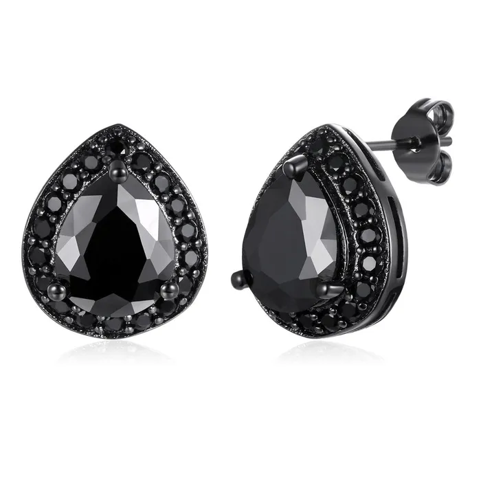 Earrings Yellow Chimes Yellow Chimes A5 Grade Black Crystal Black Gun Plated Studs Earrings for Women Girls