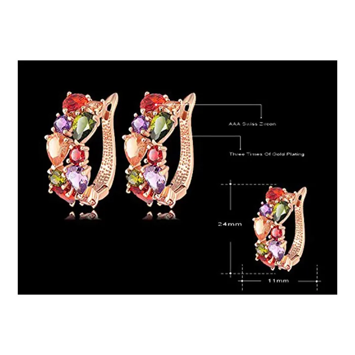 Earrings Yellow Chimes Yellow Chimes Combo of 2 Pair Sparkling Colors Flower Work Swiss Cubic Zircon 18K Gold Plated Clip On Drop Earrings for Women and Girls