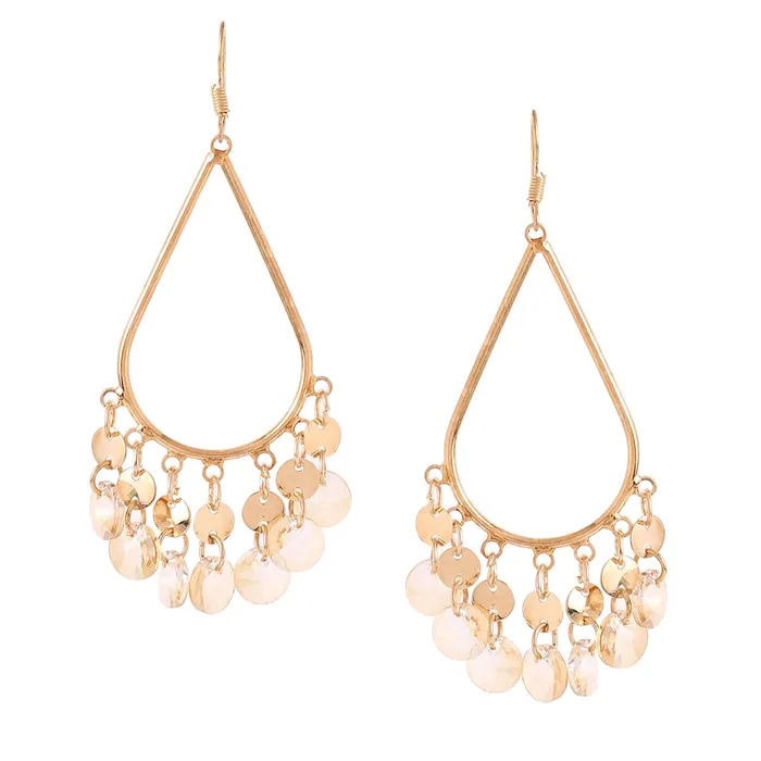 Earrings Yellow Chimes Yellow Chimes Danglers Earrings for Women Golden Crystal Long Danglers Gold Plated Chandbali Earrings for Women and Girls