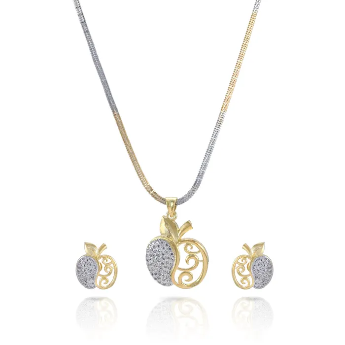 Earrings Yellow Chimes Yellow Chimes Elegant Sparkling American Diamond Latest Fashion Meenakari Peacock Shaped Dual Tone Jewellery Pendant Set with Earrings for Women Girls