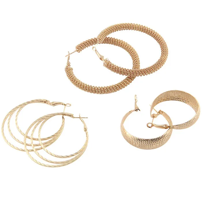 Earrings Yellow Chimes Yellow Chimes Fashion Latest Combo Of 3 Pairs Gold Plated Stylish Party Wear Twisted Hoop Earrings For Women And Girl