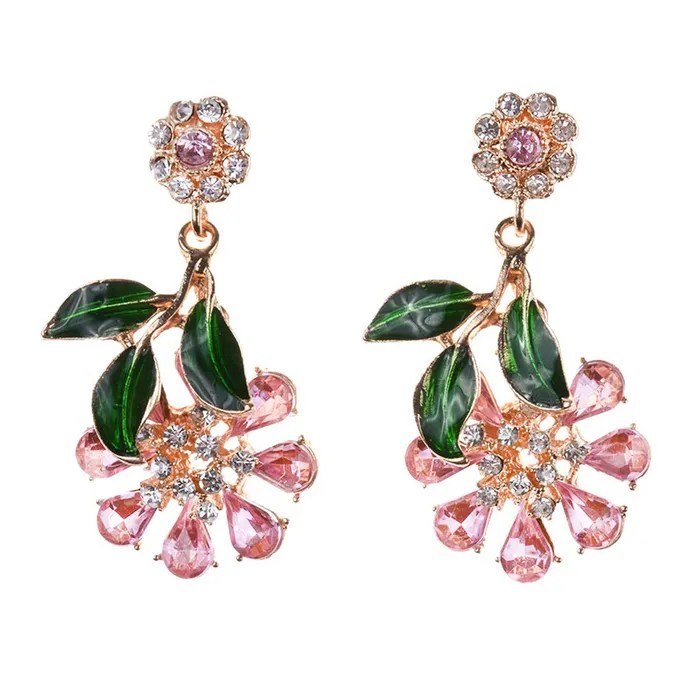 Earrings Yellow Chimes Yellow Chimes Gold Plated Flower Design Crystal Drop Earrings for Women and Girls