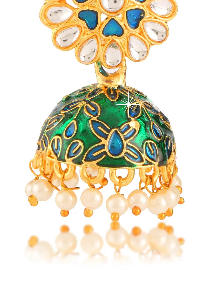 Earrings Yellow Chimes Yellow Chimes Meenakari Workmanship Latest Stylish Jhumkas Earrings for Women and Girls