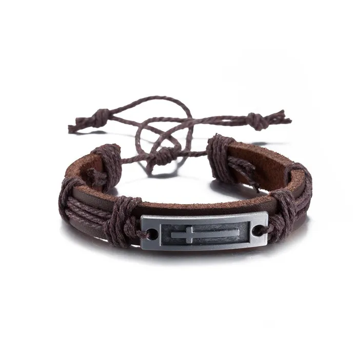 Earrings Yellow Chimes Yellow Chimes Moxie Collection Cross Style Casual Leather Wraps Combo Bracelets for Men and Boys
