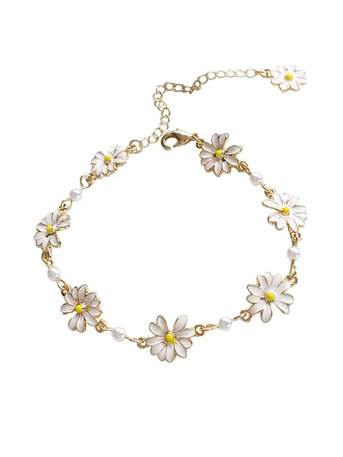 Earrings Yellow Chimes Yellow Chimes Necklace For Women Gold Toned Floral Designed Pearl Studded Chain For Women and Girls