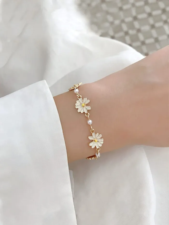 Earrings Yellow Chimes Yellow Chimes Necklace For Women Gold Toned Floral Designed Pearl Studded Chain For Women and Girls