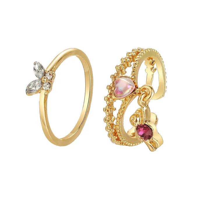 Earrings Yellow Chimes Yellow Chimes Ring For Women Stunning Gold Plated Multilayered Charm Attached EyeCatchingRings For Women and Girls
