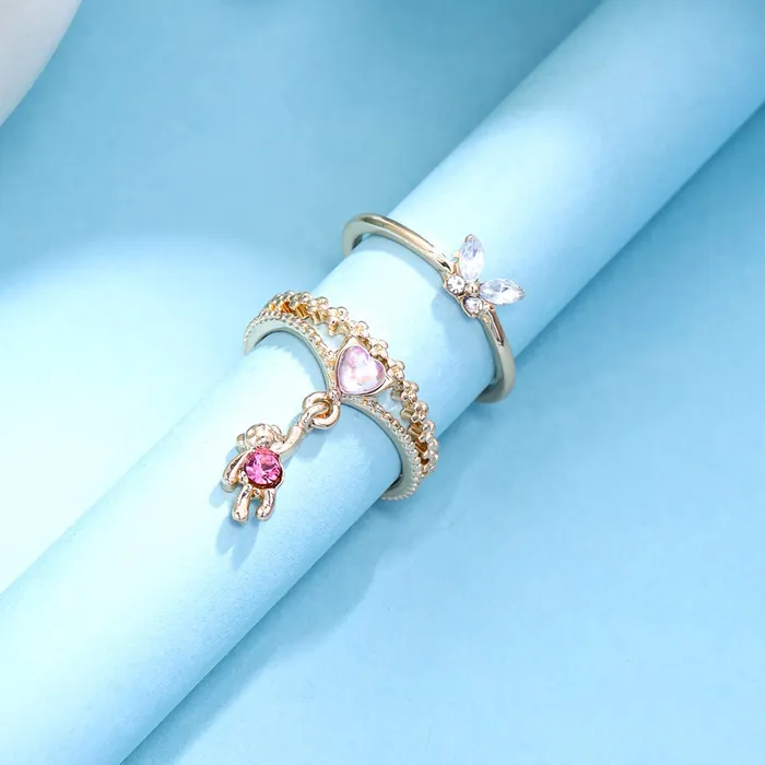 Earrings Yellow Chimes Yellow Chimes Ring For Women Stunning Gold Plated Multilayered Charm Attached EyeCatchingRings For Women and Girls