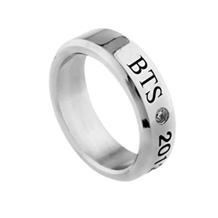 Earrings Yellow Chimes Yellow Chimes Rings for Men BTS Rings Stainless Steel Silver Ring Kpop BTS Bangtan Members Name Dob Engraved Ring for Men and Boys