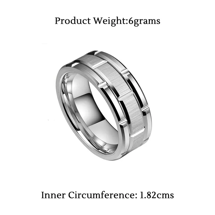 Earrings Yellow Chimes Yellow Chimes Rings for Men Stainless Steel Silver Ring Brick Pattern Band Finger Ring for Men and Boys