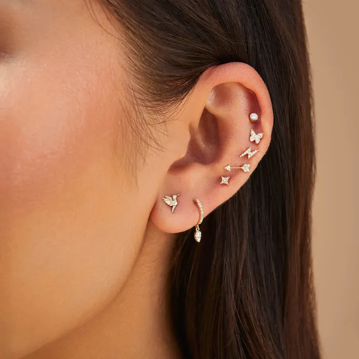 ef collection Earrings Baby Diamond Butterfly Studs