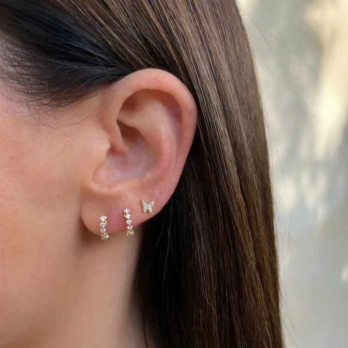 ef collection Earrings Baby Diamond Butterfly Studs