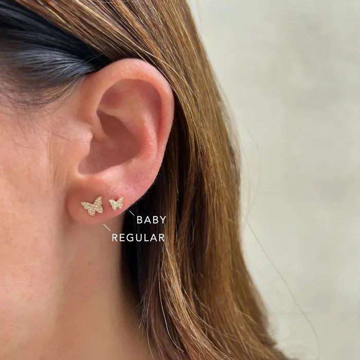 ef collection Earrings Baby Diamond Butterfly Studs