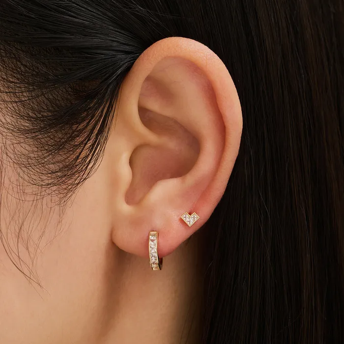 GENEVA Triple White Sapphire Threadless Flatback Earring AURELIE GI Earrings