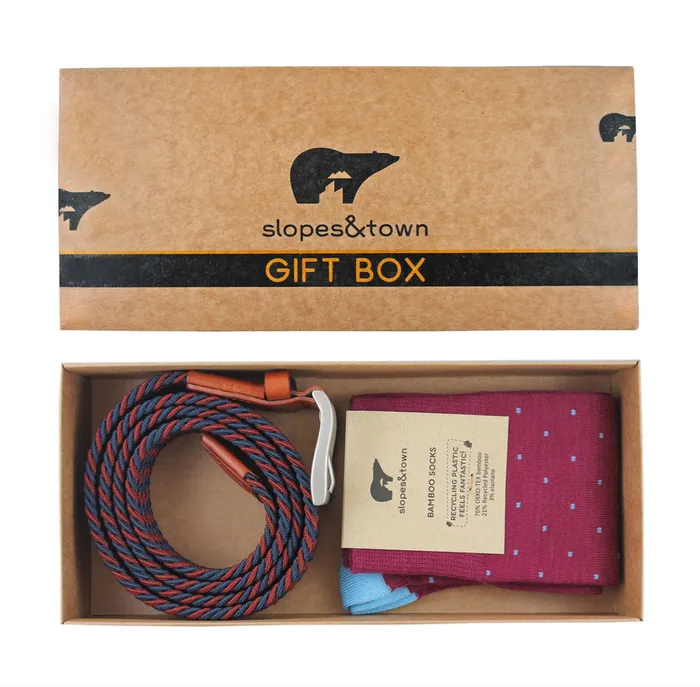 Geschenkbox Grtel Graeme Burgunder Dots Socken SlopesTown Slopes Town Earrings