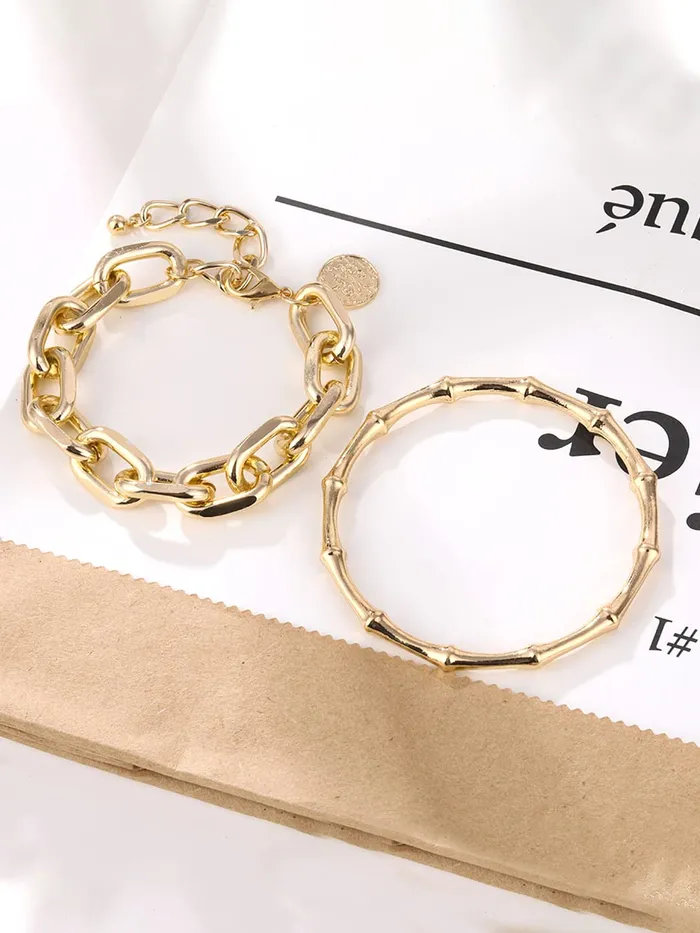 Kairangi Combo Bracelets for Women Gold Plated 2 Pcs Adjustable Chain Bracelet Set for Women and Girls Kairangi Rings
