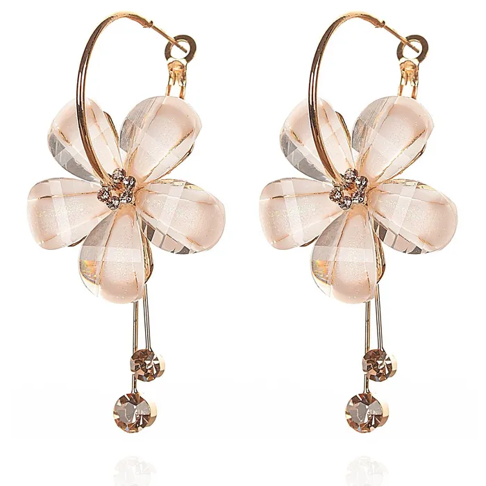 Kairangi Earrings for Women and Girls Fashion White Stone Studded Hoops Gold Plated Earring Floral Shaped Western Hoop Earrings Birthday Gift for Girls and Women Anniversary Gift for Wife Kairangi Earrings