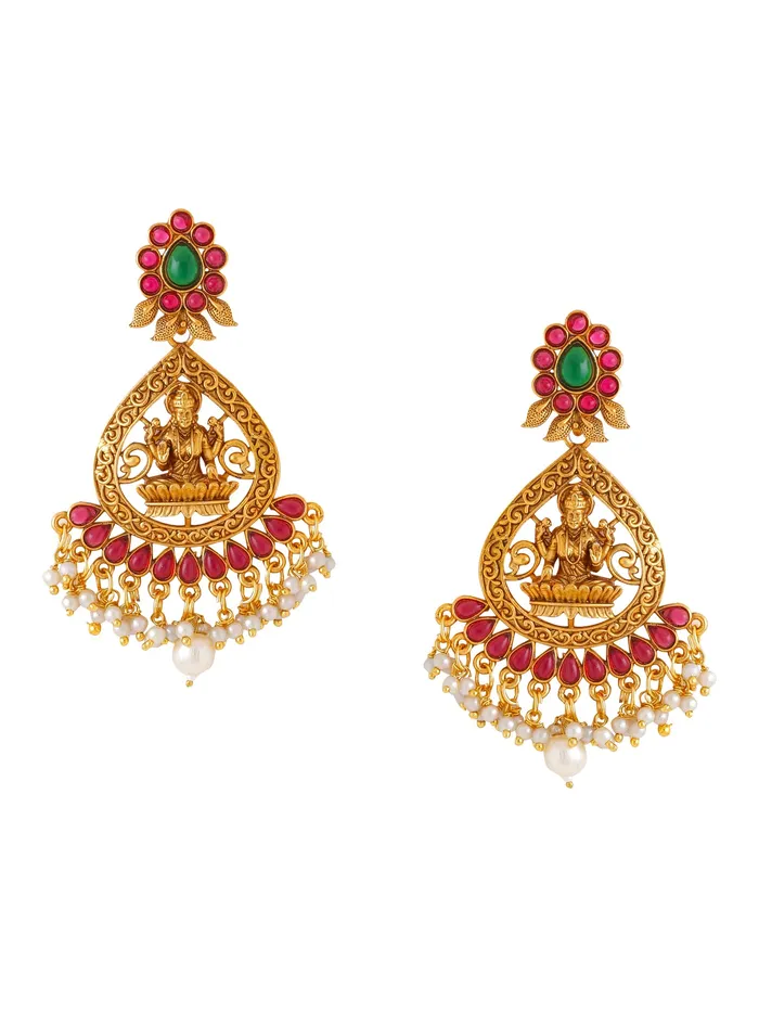 Kairangi Earrings for Women and Girls Traditional Chandbali Earrings Gold Plated Beads Drop Temple Earrings Birthday Gift for girls and women Anniversary Gift for Wife Style 4 Yellow Chimes Earrings