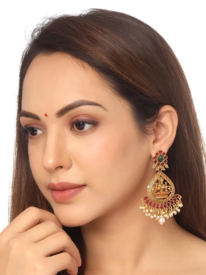 Kairangi Earrings for Women and Girls Traditional Chandbali Earrings Gold Plated Beads Drop Temple Earrings Birthday Gift for girls and women Anniversary Gift for Wife Style 4 Yellow Chimes Earrings