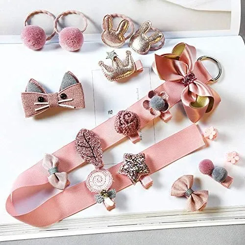 Kairangi Kids Hair Accessories for Girls Combo Set Peach 18 Pcs Baby Girls Hair Clips Set Cute Ponytail Holder Claw Clip Bow Clips For Girls Assortment Gift set for Kids Teens Toddlers Yellow Chimes Earrings