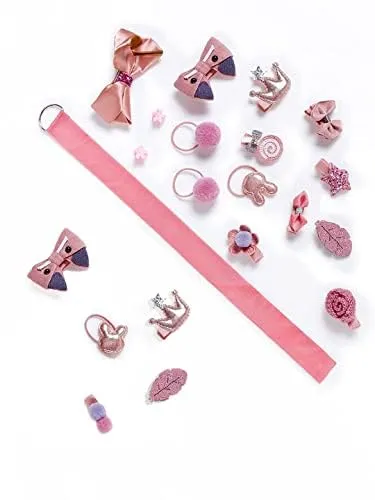 Kairangi Kids Hair Accessories for Girls Combo Set Peach 18 Pcs Baby Girls Hair Clips Set Cute Ponytail Holder Claw Clip Bow Clips For Girls Assortment Gift set for Kids Teens Toddlers Yellow Chimes Earrings