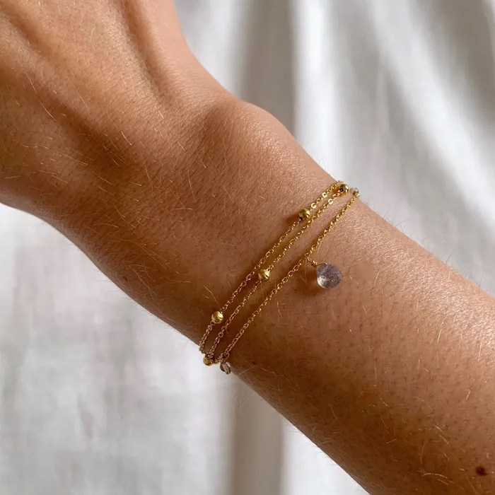 Leana dreifaches Armband Labradorit Victoire Collection Victoire Collection Earrings