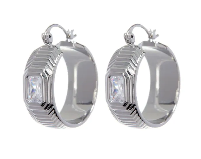 LUV AJ Earrings Ridged Pyramid Hoops