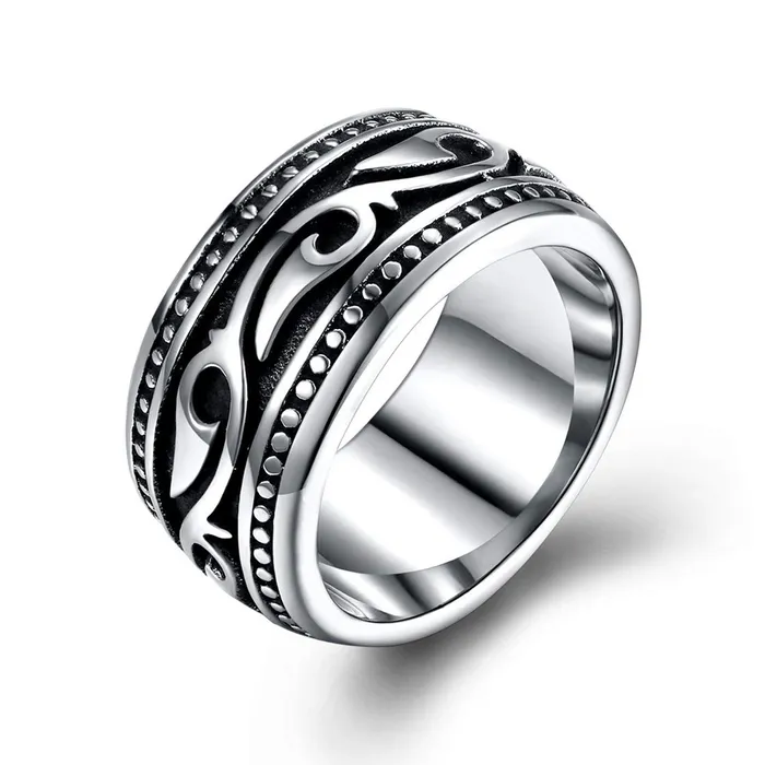 Rings Yellow Chimes Heavy Band Silver Oxidized FingerThumb Stainless Steel Ring for Men and Boys Yellow Chimes