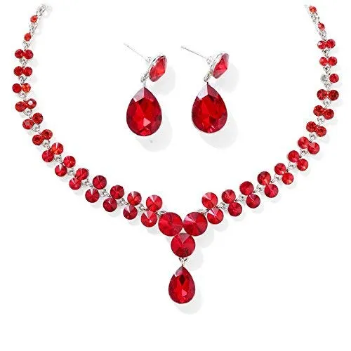 Rings Yellow Chimes Yellow Chimes AD Crystal Elements Delicate Drop Design Sparkling Colors Fascinating Necklace Set with Earrings for Women