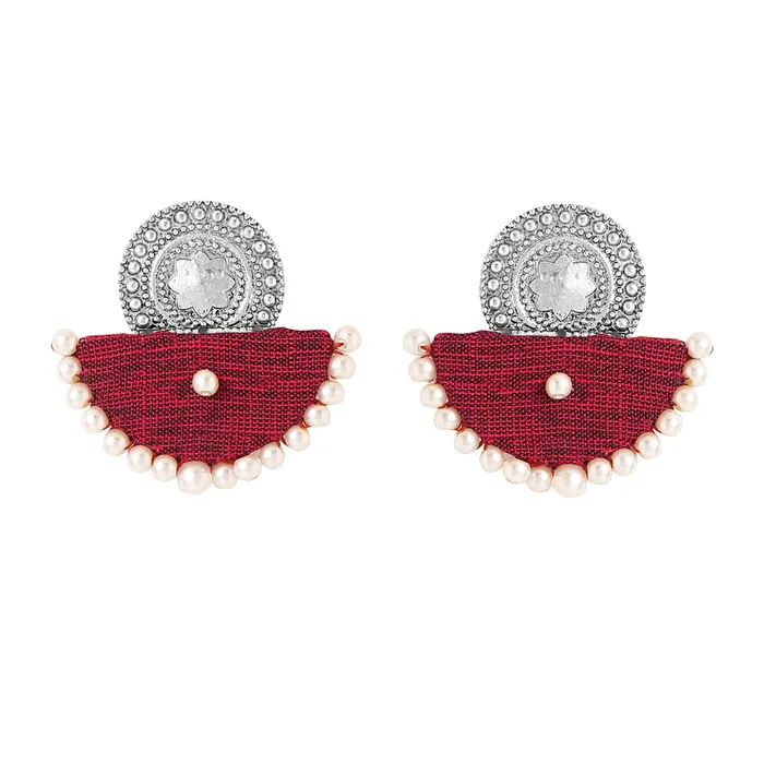 Rings Yellow Chimes Yellow Chimes Earrings for Women and Girls Traditional Silver Oxidised DropMaroon Woven Wrapped Pearl Drop EarringsBirthday Gift For girls and women Anniversary Gift for Wife