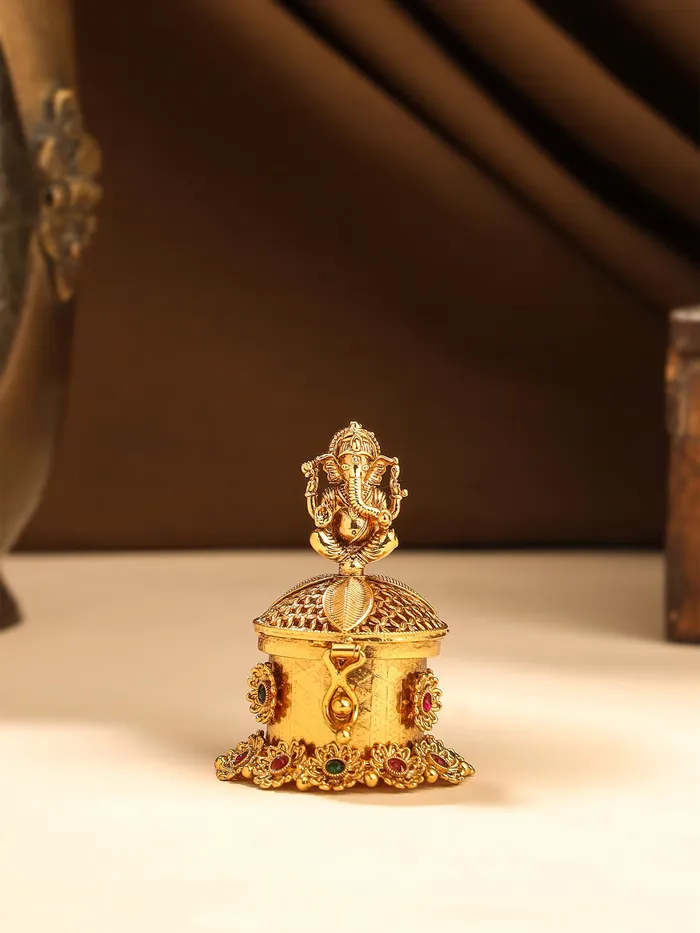 Rings Yellow Chimes Yellow Chimes Gift Box For Women Jewellery Organiser Mother Birthday Gift Jewellery Box Chandan Sindoor Dibbi Kumkum Bharani Golden Temple Set of 2