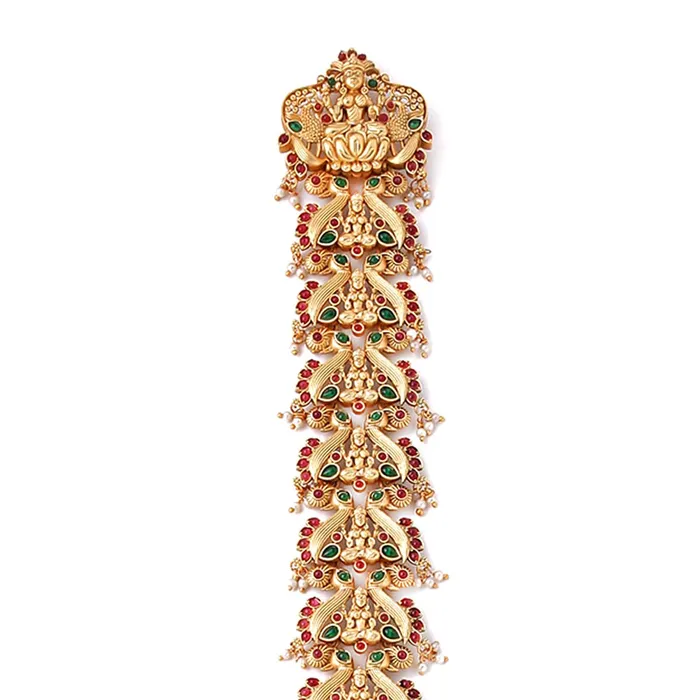 Rings Yellow Chimes Yellow Chimes Hair Jadai Billai Brooch Traditional Bridal Hair Accessories for Women Wedding Gold Plated Temple Choti Jadai Billai Brooch Set Jewellery for Women