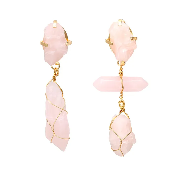 Rings Yellow Chimes Yellow Chimes Latest Fashion Gold Plated Geometric Design Peach Stone Drop Earrings for Women and Girls Medium YCFJERSTNDROPPCH