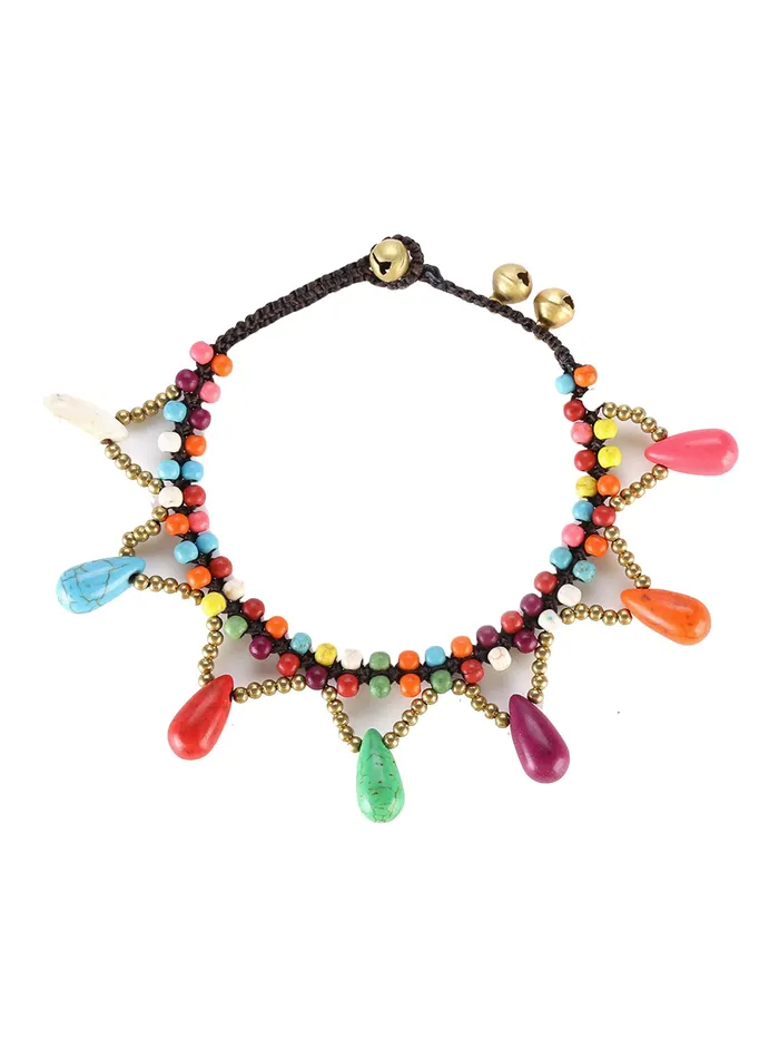 Rings Yellow Chimes Yellow Chimes Multicoloured Beaded Charm Trendy Anklet For Woman Girls