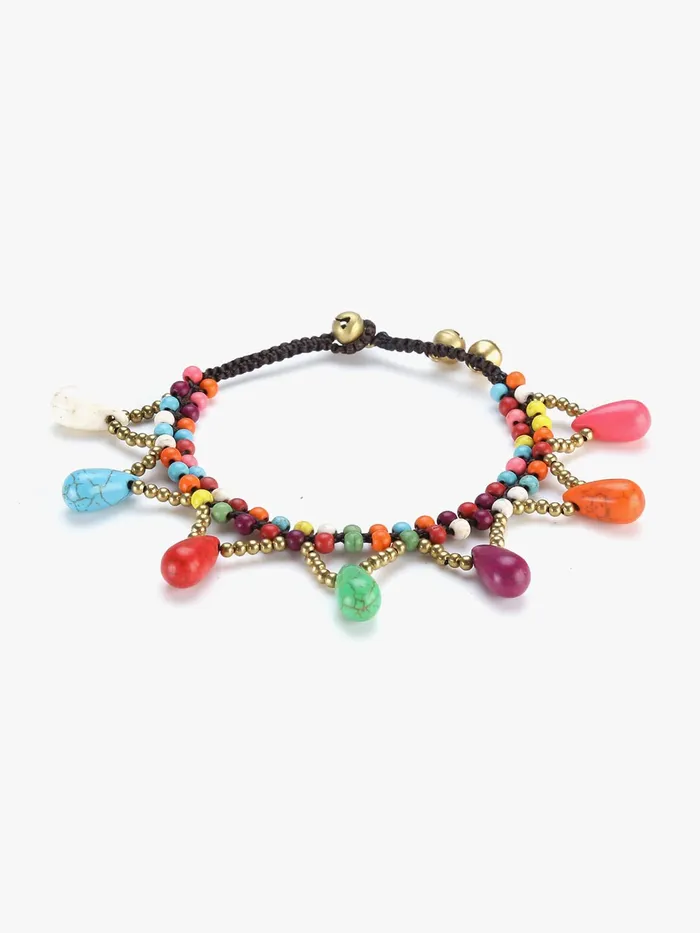 Rings Yellow Chimes Yellow Chimes Multicoloured Beaded Charm Trendy Anklet For Woman Girls