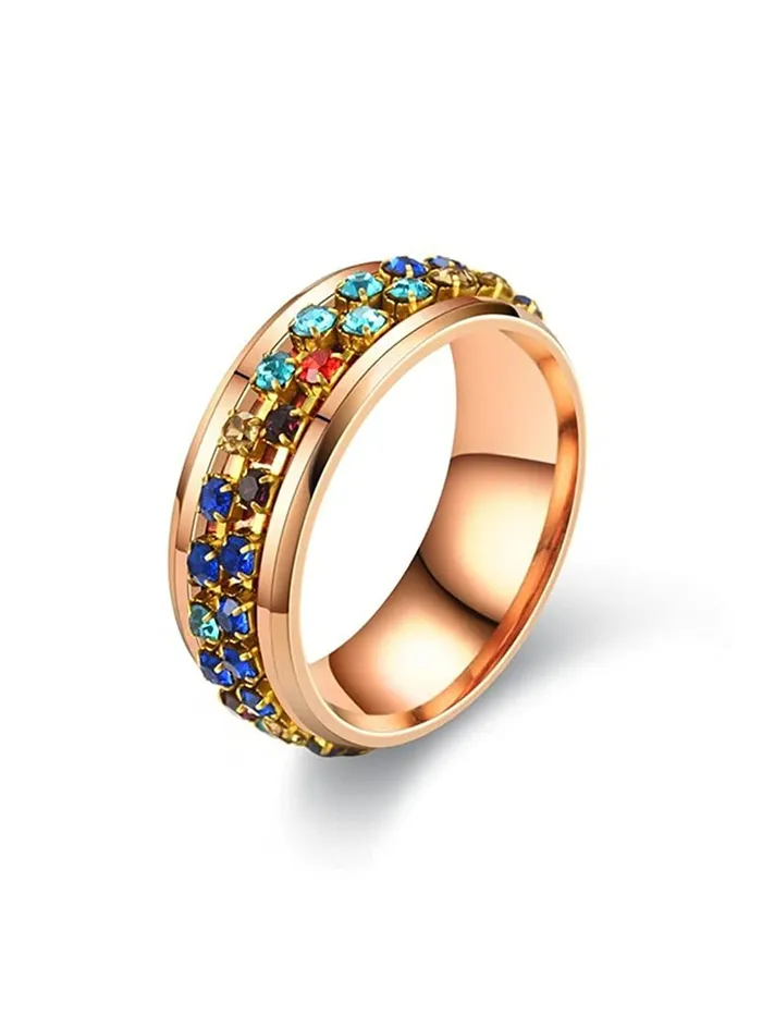 Rings Yellow Chimes Yellow Chimes Ring For Women Gold Tone Multicolor Crystal Studded Designer Ring For Women and Girls
