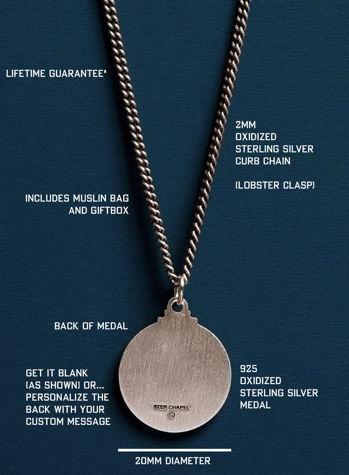 Saint Mark the Evangelist Round Sterling Silver Medal for Men on Oxidized Curb Chain WE ARE ALL SMITH Mens Jewelry Clothing Rings