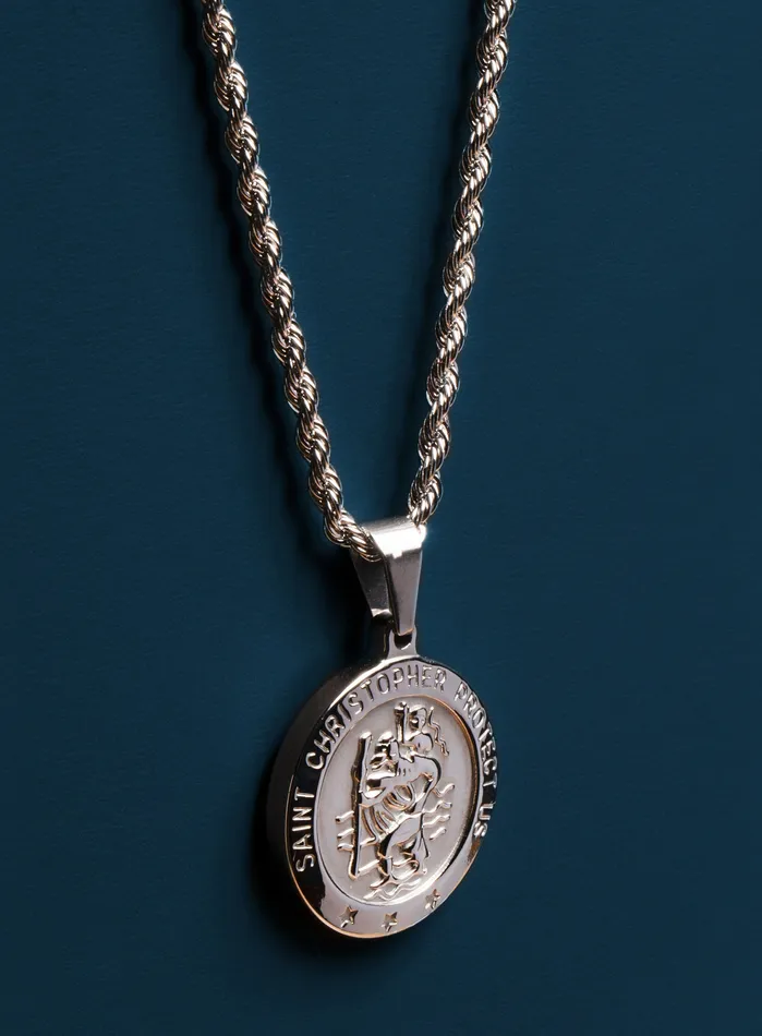 Waterproof Mens St Christopher necklace WE ARE ALL SMITH Mens Jewelry Clothing Necklaces
