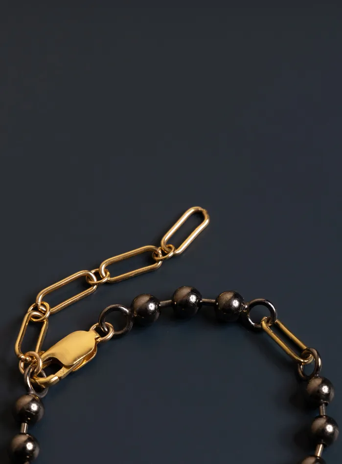 WE ARE ALL SMITH Mens Jewelry Clothing Bracelets 14K Gold Filled Gunmetal Sterling Silver Ball Chain Bracelet for Men